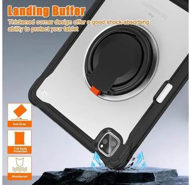 Alt view image 5 of 7 - Case for iPad Pro 12.9-inch 2022 6th M2 /2021 (5rd Generation) / iPad Pro 12.9" 4th/3rd Gen Heavy Duty Rugged Shockproof Tablet Cover with 360° Rotating Hand Strap & Shoulder Strap