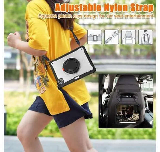 Alt view image 7 of 7 - Case for iPad Pro 12.9-inch 2022 6th M2 /2021 (5rd Generation) / iPad Pro 12.9" 4th/3rd Gen Heavy Duty Rugged Shockproof Tablet Cover with 360° Rotating Hand Strap & Shoulder Strap