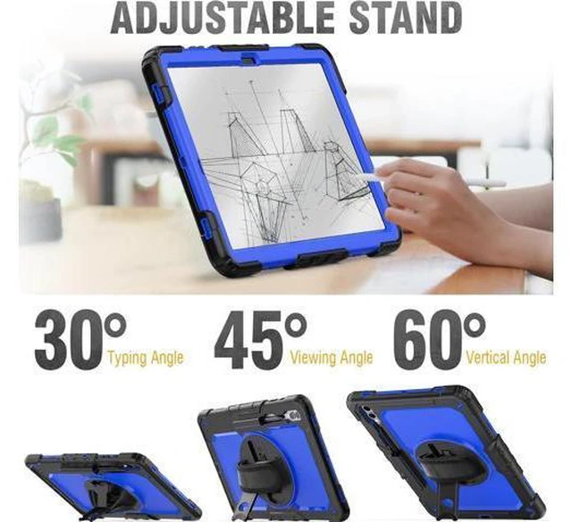 Alt view image 4 of 7 - for Galaxy Tab S9 Plus Case 12.4 inch S9+ with Screen Protector/Pen Holder/Rotating Strap & Stand (SM-X810,SM-X816B,SM-X818U) Protective Case for Galaxy Tab S9 Plus 2023 - Blue