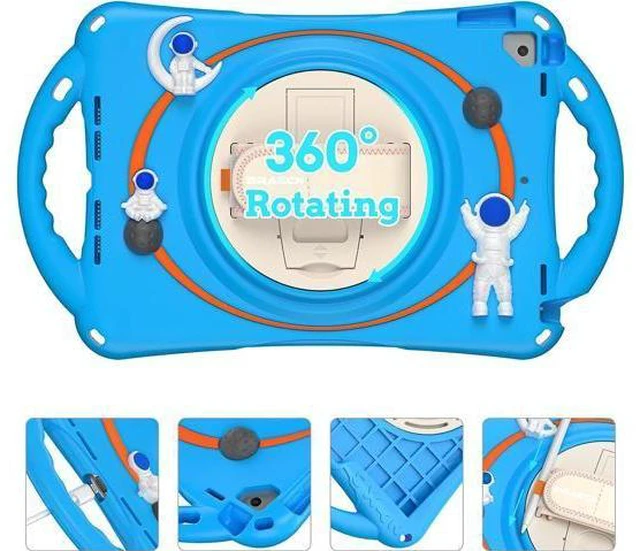 Alt view image 2 of 6 - Case Kids for Apple iPad 9th/8th/7th Generation 10.2 /iPad Air/Pro 10.5Shockproof Silicone Kids Case with 360° Rotating Bracket Hand Strap/Shoulder Strap/Handle Grip-Light Blue