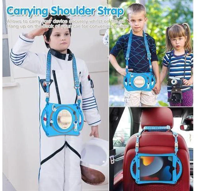 Alt view image 4 of 6 - Case Kids for Apple iPad 9th/8th/7th Generation 10.2 /iPad Air/Pro 10.5Shockproof Silicone Kids Case with 360° Rotating Bracket Hand Strap/Shoulder Strap/Handle Grip-Light Blue