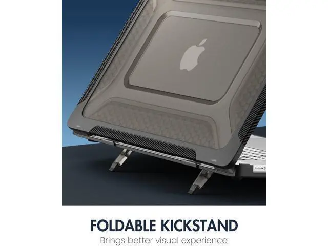 Alt view image 3 of 7 - Case for MacBook Pro 14 Inch Case 2023 2022 2021 Release M2 A2779 A2442 M1 Pro/Max Chip, Shock Resistant Hard Shell Case with Foldable Kickstand & Mouse Pad/Storage Bag, Black