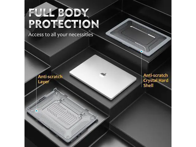 Alt view image 4 of 7 - Case for MacBook Pro 14 Inch Case 2023 2022 2021 Release M2 A2779 A2442 M1 Pro/Max Chip, Shock Resistant Hard Shell Case with Foldable Kickstand & Mouse Pad/Storage Bag, Grey