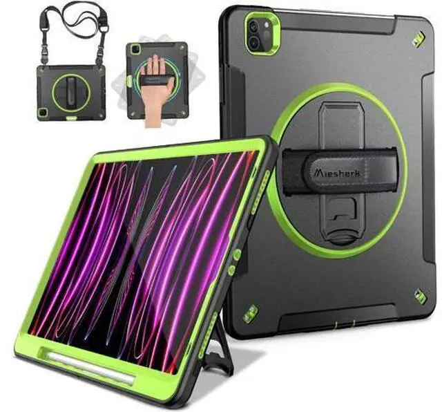 Main image of Case for iPad Pro 12.9 Case 2022/2021: Military Grade Heavy Duty Shockproof Cover for iPad Pro 12.9 Inch 6th/5th Generation- Pencil Holder - Rotating Stand - Hand/Shoulder Strap - Red