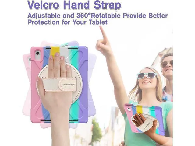Alt view image 2 of 7 - Cute Case for Apple iPad 10th Generation 10.9 inch 2022,Shockproof Silicone Kids Case with Stand Shoulder/Strap Hand Strap Handle Grip/Pencil Holder-Pink