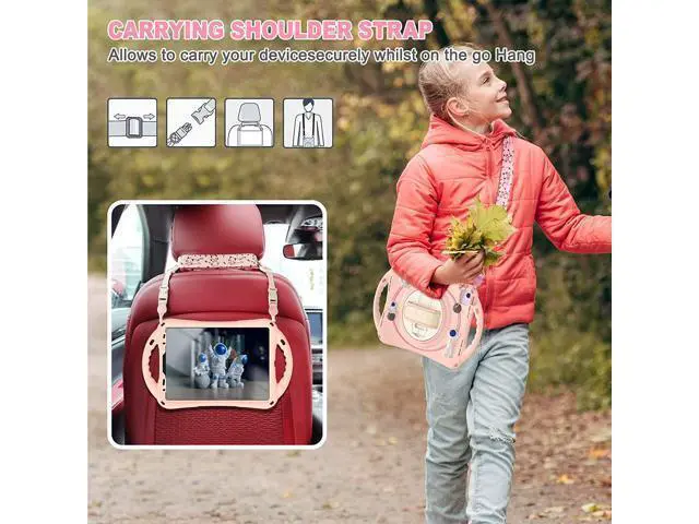 Alt view image 5 of 7 - Kids Case for iPad Air 5th/ Air 4th Generation 10.9'', Shockproof Silicone Case with Pencil Holder Stand Hand Strap Shoulder Belt Handle Grip for iPad Air 10.9/ iPad Pro 11'', Pink