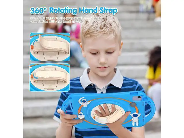 Alt view image 2 of 7 - Kids Case for iPad Air 5th/ Air 4th Generation 10.9'', Shockproof Silicone Case with Pencil Holder Stand Hand Strap Shoulder Belt Handle Grip for iPad Air 10.9/ iPad Pro 11'', Light Blue