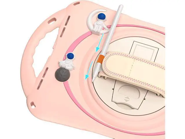 Alt view image 7 of 7 - Kids Case for iPad Air 5th/ Air 4th Generation 10.9'', Shockproof Silicone Case with Pencil Holder Stand Hand Strap Shoulder Belt Handle Grip for iPad Air 10.9/ iPad Pro 11'', Pink