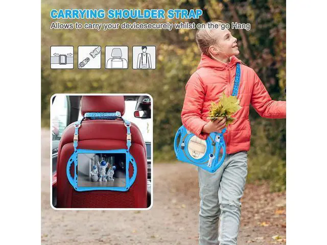Alt view image 5 of 7 - Kids Case for iPad Air 5th/ Air 4th Generation 10.9'', Shockproof Silicone Case with Pencil Holder Stand Hand Strap Shoulder Belt Handle Grip for iPad Air 10.9/ iPad Pro 11'', Light Blue