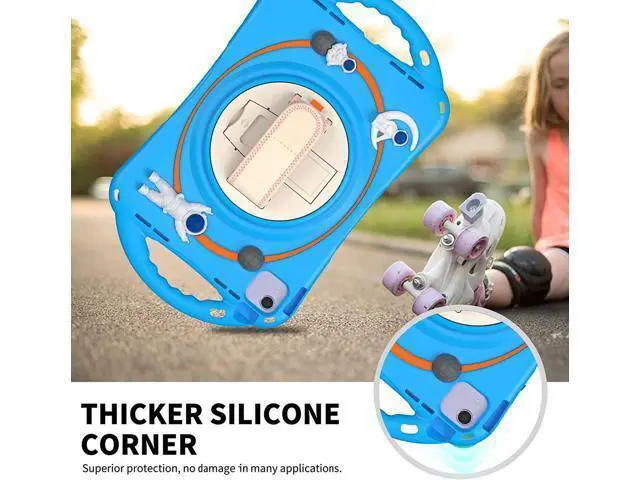 Alt view image 6 of 7 - Kids Case for iPad Air 5th/ Air 4th Generation 10.9'', Shockproof Silicone Case with Pencil Holder Stand Hand Strap Shoulder Belt Handle Grip for iPad Air 10.9/ iPad Pro 11'', Light Blue