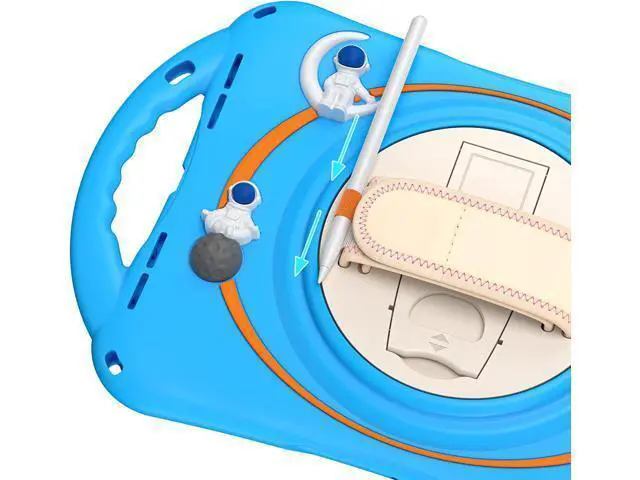Alt view image 7 of 7 - Kids Case for iPad Air 5th/ Air 4th Generation 10.9'', Shockproof Silicone Case with Pencil Holder Stand Hand Strap Shoulder Belt Handle Grip for iPad Air 10.9/ iPad Pro 11'', Light Blue