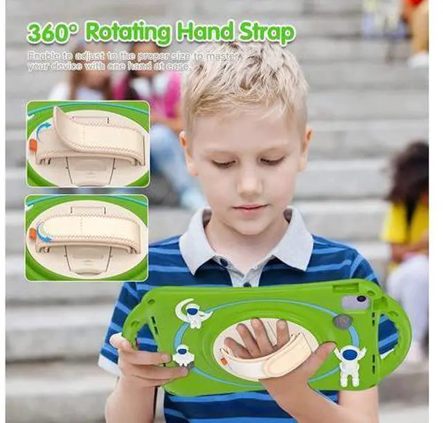 Alt view image 3 of 7 - Kids Case for iPad Air 5th/ Air 4th Generation 10.9'', Shockproof Silicone Case with Pencil Holder Stand Hand Strap Shoulder Belt Handle Grip for iPad Air 10.9/ iPad Pro 11'', Glass Green