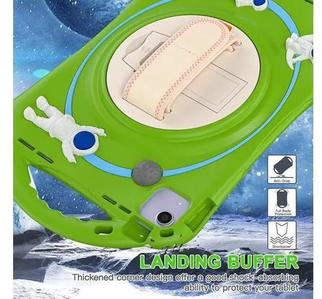 Alt view image 6 of 7 - Kids Case for iPad Air 5th/ Air 4th Generation 10.9'', Shockproof Silicone Case with Pencil Holder Stand Hand Strap Shoulder Belt Handle Grip for iPad Air 10.9/ iPad Pro 11'', Glass Green