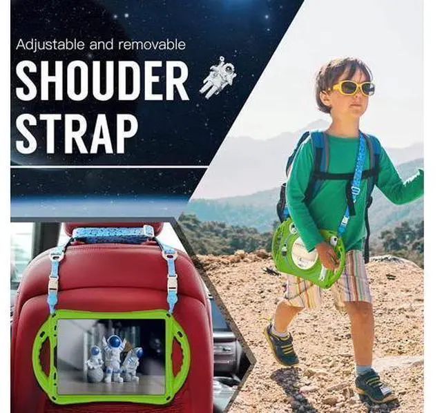 Alt view image 4 of 7 - Kids Case for iPad Air 5th/ Air 4th Generation 10.9'', Shockproof Silicone Case with Pencil Holder Stand Hand Strap Shoulder Belt Handle Grip for iPad Air 10.9/ iPad Pro 11'', Glass Green