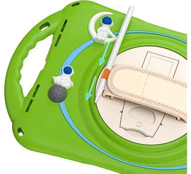 Alt view image 7 of 7 - Kids Case for iPad Air 5th/ Air 4th Generation 10.9'', Shockproof Silicone Case with Pencil Holder Stand Hand Strap Shoulder Belt Handle Grip for iPad Air 10.9/ iPad Pro 11'', Glass Green