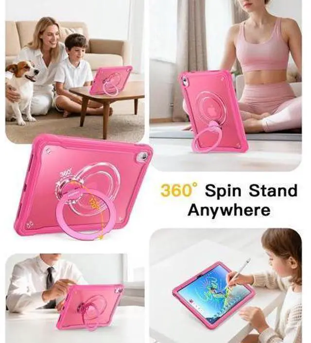 Alt view image 3 of 7 - Case for iPad (A16) 11th/10th Generation Case: Protective Cover for iPad 11th Gen 11 Inch 2025 &10th Gen 10.9" 2022 with Screen Protector- Stand- Shoulder Strap- Handle--RED