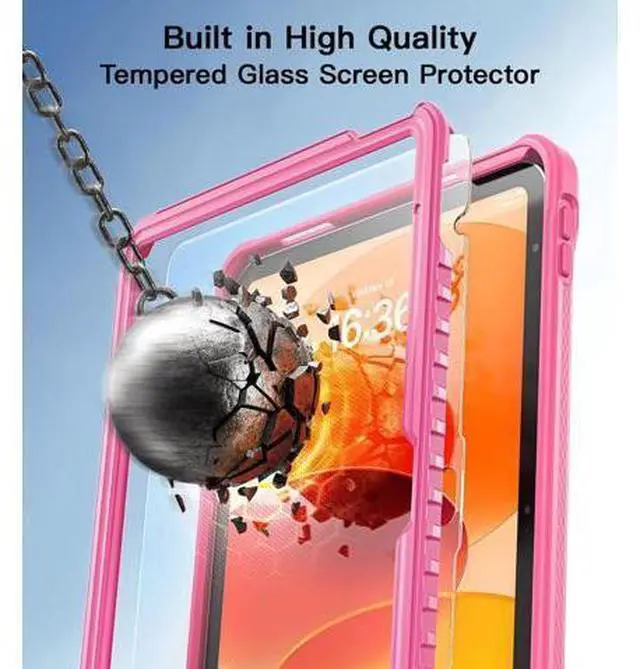Alt view image 5 of 7 - Case for iPad (A16) 11th/10th Generation Case: Protective Cover for iPad 11th Gen 11 Inch 2025 &10th Gen 10.9" 2022 with Screen Protector- Stand- Shoulder Strap- Handle--RED
