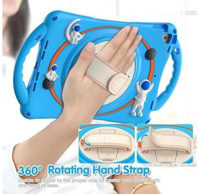 Alt view image 5 of 6 - Case Kids for Apple iPad 9th/8th/7th Generation 10.2 /iPad Air/Pro 10.5Shockproof Silicone Kids Case with 360° Rotating Bracket Hand Strap/Shoulder Strap/Handle Grip-Light Blue