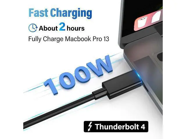 Alt view image 3 of 7 - ACASIS USB4 Cable 0.98ft, 40Gbps Data Transfer, 100W PD Charging, 8K Video, Compatible with Thunderbolt 4/3, USB-C, USB4 Devices, Black (0.98ft/30cm)