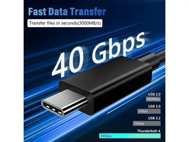 Alt view image 2 of 7 - ACASIS USB4 Cable 0.98ft, 40Gbps Data Transfer, 100W PD Charging, 8K Video, Compatible with Thunderbolt 4/3, USB-C, USB4 Devices, Black (0.98ft/30cm)