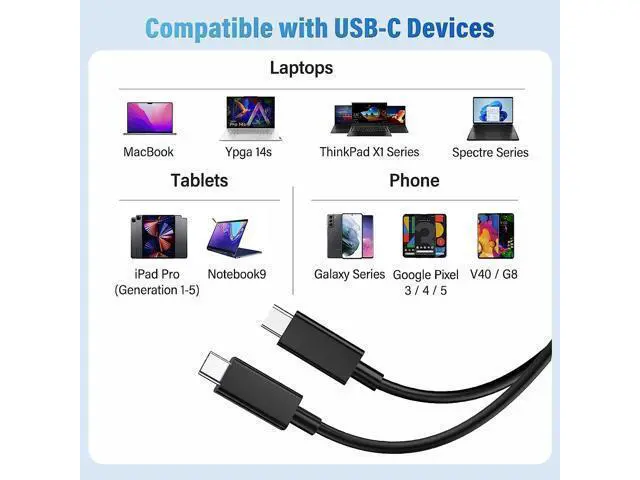 Alt view image 7 of 7 - ACASIS USB4 Cable 0.98ft, 40Gbps Data Transfer, 100W PD Charging, 8K Video, Compatible with Thunderbolt 4/3, USB-C, USB4 Devices, Black (0.98ft/30cm)