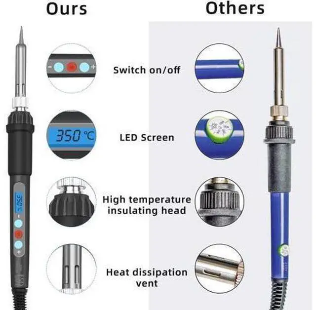 Alt view image 4 of 7 - Electronic Soldering Iron Kit, Kingsdun 60W LCD Digital Soldering Gun with Adjustable Temperature & Fast Heating Ceramic Thermostatic Design, ON-Off Switch 15pcs Solder Kit & Welding Tool