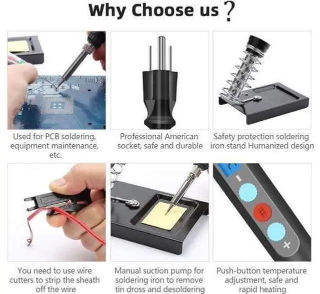 Alt view image 7 of 7 - Electronic Soldering Iron Kit, Kingsdun 60W LCD Digital Soldering Gun with Adjustable Temperature & Fast Heating Ceramic Thermostatic Design, ON-Off Switch 15pcs Solder Kit & Welding Tool