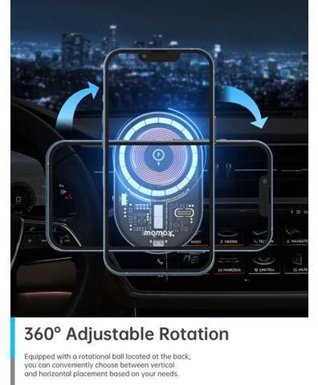 Alt view image 6 of 7 - MOMAX Magnetic Wireless Charging Car Charger, Transparent Mag-Safe Compatible Charging Air Vent Mount, Compatible with iPhone 14/14 Max/14Pro/14Pro Max/13/13 Pro/13 Pro Max/12Series and Magnetic Case