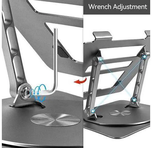 Alt view image 5 of 7 - Bcom Adjustable Laptop Stand with 360° Rotating BaseFoldable Aluminum Alloy Computer Laptop RiserErgonomic DesignCompatible with 10 to 17" LaptopsLaptop Stand for Desk for Office and HomeGray