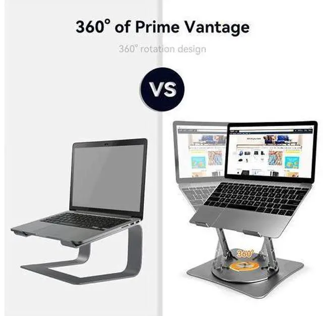 Alt view image 3 of 7 - Bcom Adjustable Laptop Stand with 360° Rotating BaseFoldable Aluminum Alloy Computer Laptop RiserErgonomic DesignCompatible with 10 to 17" LaptopsLaptop Stand for Desk for Office and HomeGray