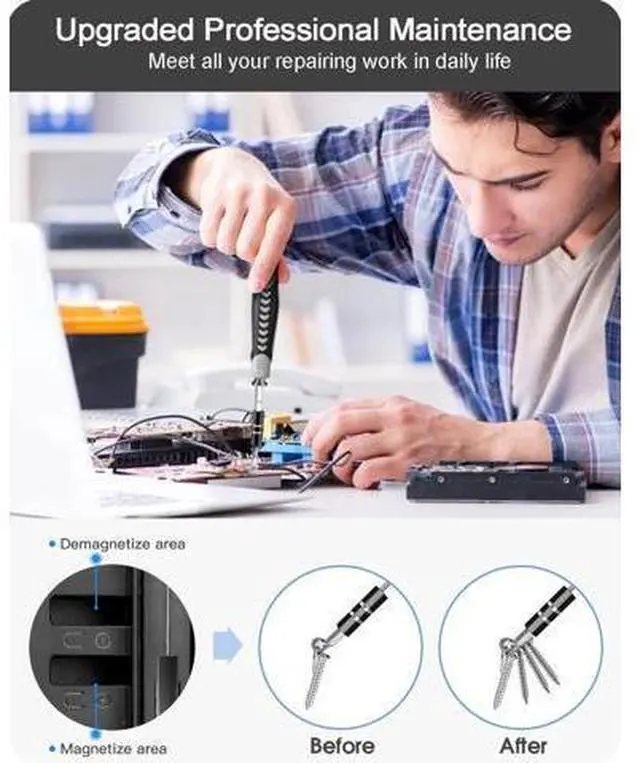 Alt view image 3 of 7 - Small Screwdriver Set with 120 Bits, Kingsdun 130 in 1 Precision Magnetic Screwdriver Bit Set with Tweezer, Flat, Phillips, Pentalobe, Torx Star Screwdriver (Black)