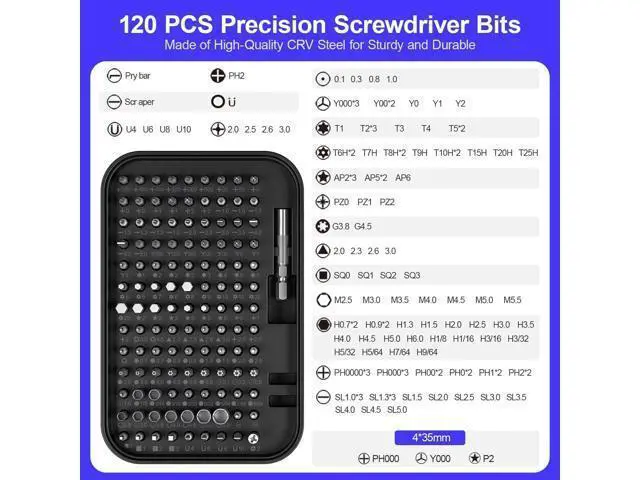 Alt view image 2 of 7 - Precision Screwdriver Set,150 in 1 Electronics Tool Kit with 120 Bits Magnetic Screwdriver Set & 30-bit Magnetic Set Handy Repair Tool for Computer Phone Watch Camera Laptop, Black