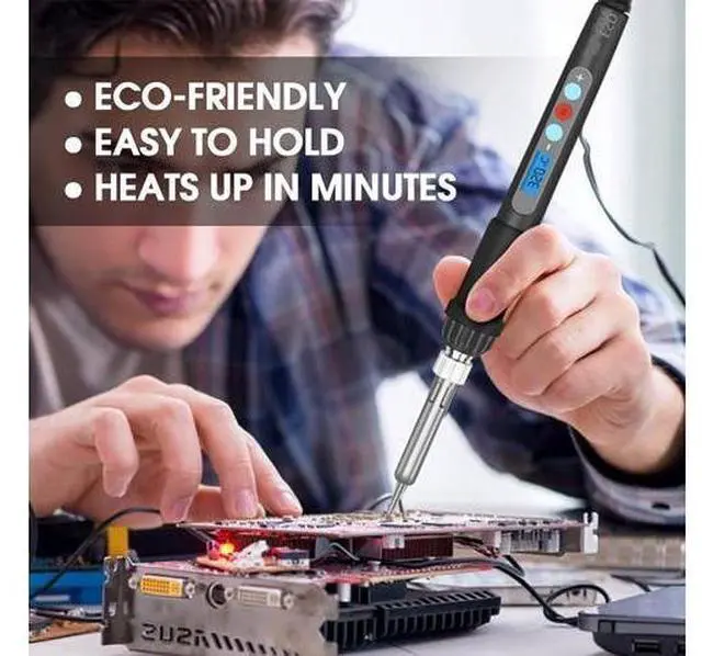 Alt view image 6 of 7 - Electronic Soldering Iron Kit, Kingsdun 60W LCD Digital Soldering Gun with Adjustable Temperature & Fast Heating Ceramic Thermostatic Design, ON-Off Switch 15pcs Solder Kit & Welding Tool