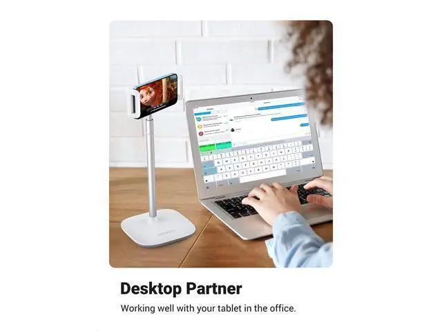 Alt view image 7 of 7 - UGREEN Tablet Stand Holder for Desk Height Adjustable Stand Aluminum Alloy Cradle Desktop Tablet Mount Dock Compatible with iPad Pro 12.9, iPad Air Mini 5 4 3, Nintendo Switch, eBook Reader