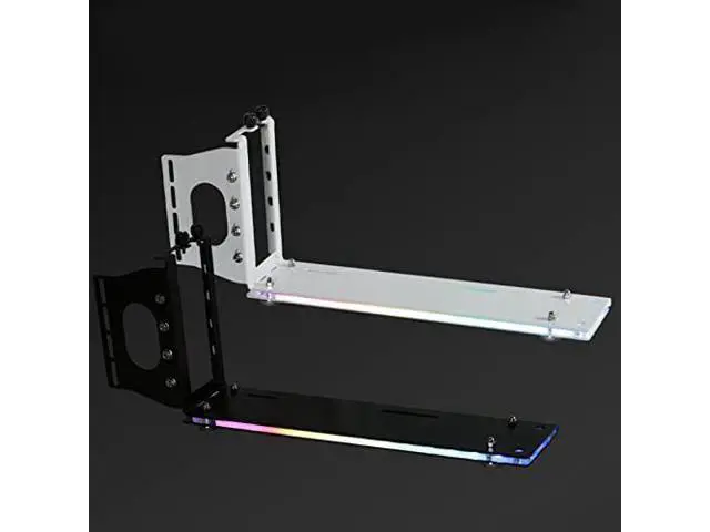 Alt view image 2 of 6 - Vertical Graphics Card Holder Bracket Multiple Slots Adjustable Support with GPU Mount Video Card VGA Support Kit (White,ARGB 5V 3Pin)