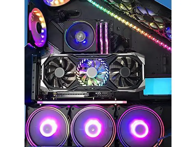 Alt view image 3 of 6 - Vertical Graphics Card Holder Bracket Multiple Slots Adjustable Support with GPU Mount Video Card VGA Support Kit (White,ARGB 5V 3Pin)