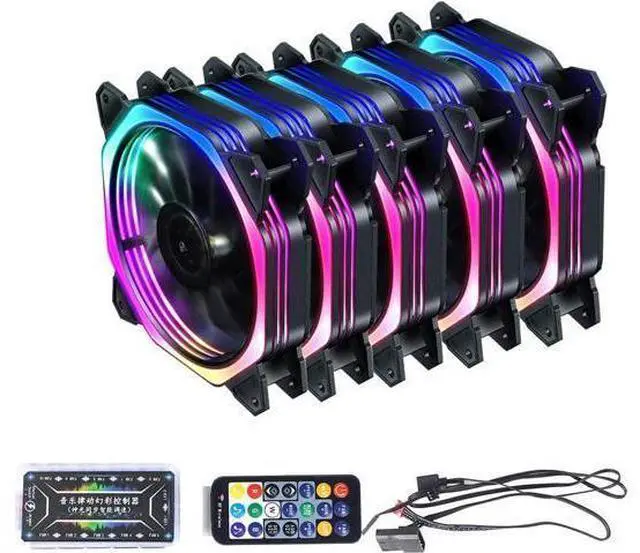 Main image of 120mm RGB Color Case Fans 11- Blades Quiet Computer Cooling PC Fans RGB Color Changing LED Fan with Remote Control Music Rhythm Sync & ARGB Motherboard Sync (5 Pack Fan+Music Controller)
