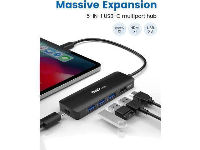 Alt view image 6 of 7 - CableCreation DisplayPort to VGA Cable 6ft Bundle with with 5-in-1 USB C Hub with 4K 60Hz HDMI, 100W Power Delivery, 3 USB 3.0 Data Port for MacBook Pro/Air 2020, IPad Pro/Air 2020 and More