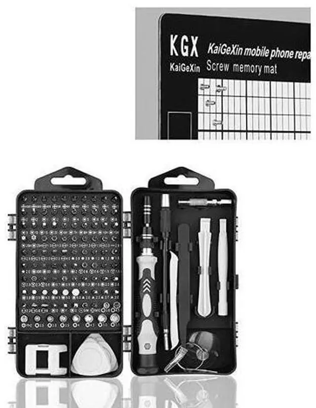 Main image of Mini Precision Screwdriver Set, 118 in 1 Magnetic Screwdriver Bit Kit, Multi-Function Stainless Steel Professional Repair Tool Kit for Phone, Laptop, PC, Glasses, Electronics, and More -Black