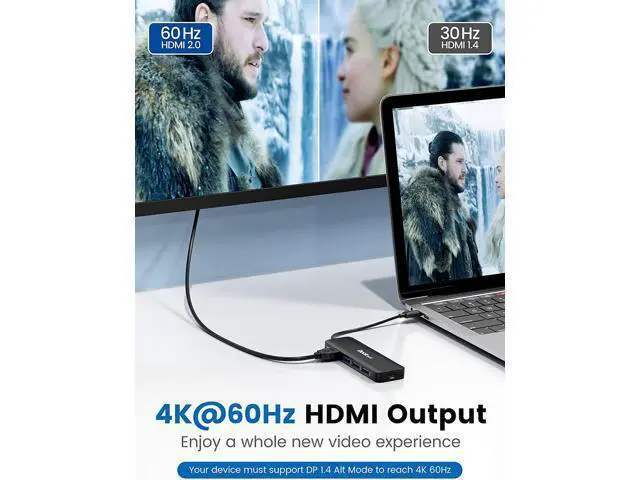Alt view image 7 of 7 - CableCreation DisplayPort to VGA Cable 6ft Bundle with with 5-in-1 USB C Hub with 4K 60Hz HDMI, 100W Power Delivery, 3 USB 3.0 Data Port for MacBook Pro/Air 2020, IPad Pro/Air 2020 and More