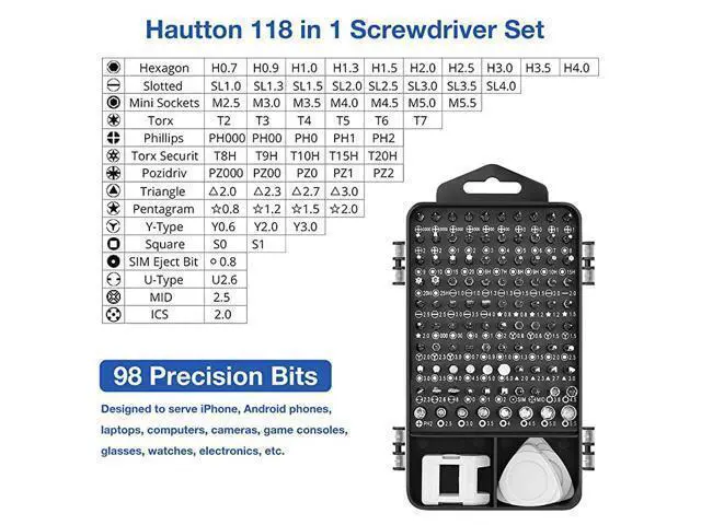 Alt view image 2 of 7 - Mini Precision Screwdriver Set, 118 in 1 Magnetic Screwdriver Bit Kit, Multi-Function Stainless Steel Professional Repair Tool Kit for Phone, Laptop, PC, Glasses, Electronics, and More -Black