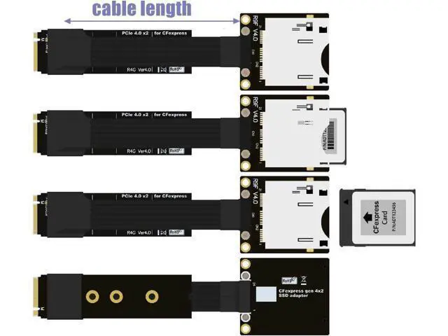 Alt view image 2 of 6 - CFexpress Type B to M.2 NVMe 2280 Key-M SSD PCIe 4.0 Extension Cable CFe Converter Compatible for Canon R5 Nikon Z6Z7 Xbox Storage Card Adapter (15cm,R49GF)