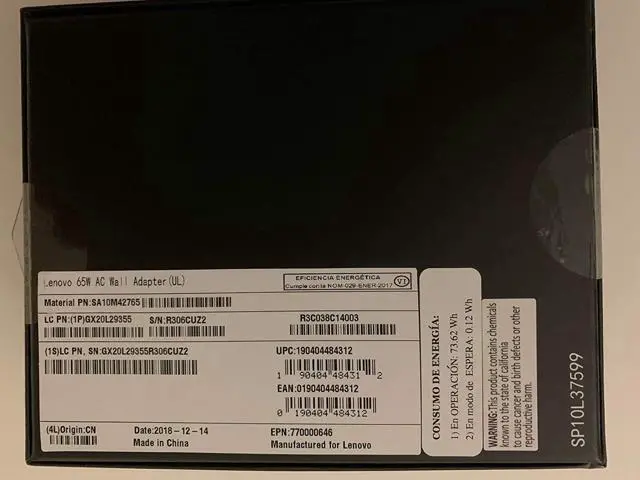 Alt view image 2 of 6 - Lenovo 65W AC Wall Adapter P/N: GX20L29355 for Lenovo Notebooks: Ideapad Flex 4-1480-80VD, Ideapad Flex 4-1580-80VE, Ideapad 510S, Compatible with P/N: 5A10K78745, ADLX65CLGU2A - Retail Box.
