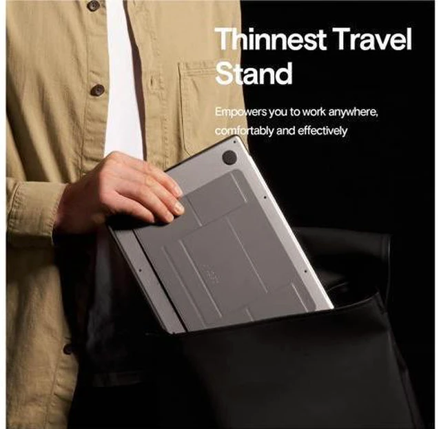 Alt view image 3 of 7 - MOFT Laptop Stand Graphene Cooling 2-Height MacBook Stand, Upgraded Traceless Glue, Fits Laptops Without Bottom Vents, Repositionable(Cool Jet Black)