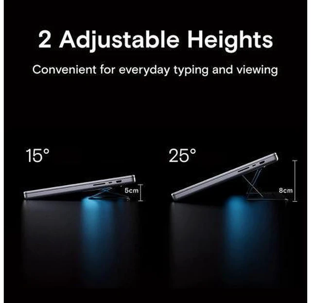 Alt view image 4 of 7 - MOFT Laptop Stand Graphene Cooling 2-Height MacBook Stand, Upgraded Traceless Glue, Fits Laptops Without Bottom Vents, Repositionable(Cool Jet Black)