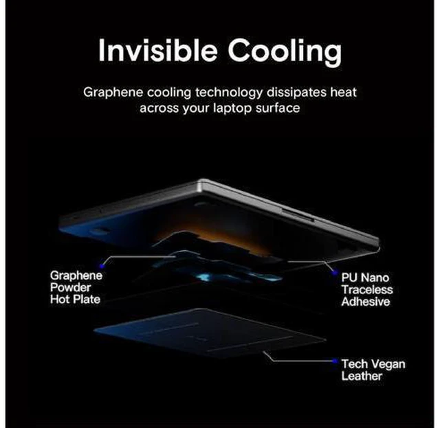 Alt view image 5 of 7 - MOFT Laptop Stand Graphene Cooling 2-Height MacBook Stand, Upgraded Traceless Glue, Fits Laptops Without Bottom Vents, Repositionable(Cool Jet Black)