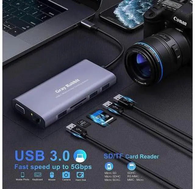 Alt view image 3 of 7 - USB C Docking Station,USB C to Dual HDMI Monitor Adapter USB C HUB Triple Display and MST Mode for Windows. Compatible with thunderbolt3/4 MacBook Pro/Air, iPad Pro and More(DP AltMode Required)