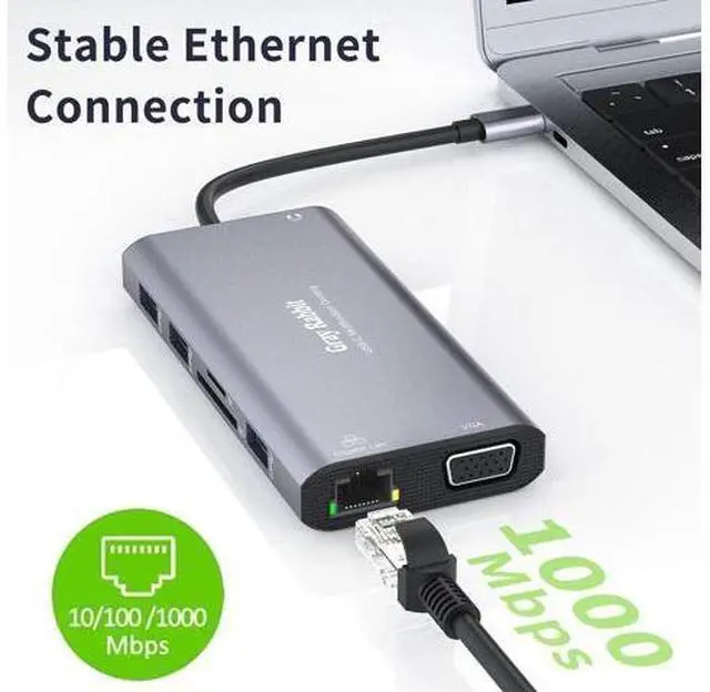 Alt view image 6 of 7 - USB C Docking Station,USB C to Dual HDMI Monitor Adapter USB C HUB Triple Display and MST Mode for Windows. Compatible with thunderbolt3/4 MacBook Pro/Air, iPad Pro and More(DP AltMode Required)