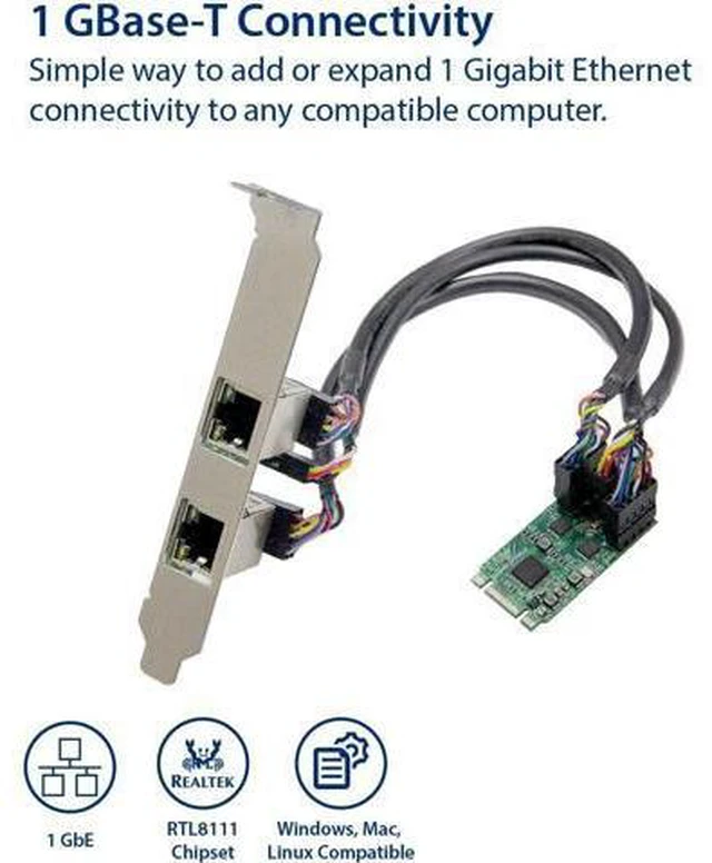 Alt view image 2 of 6 - I/O Crest M.2 (B & M-Key) PCIe Interface Single Port Gigabit Ethernet Modules NIC RealTek RTL8111H Chipset