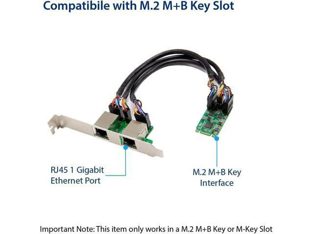 Alt view image 6 of 6 - I/O Crest M.2 (B & M-Key) PCIe Interface Single Port Gigabit Ethernet Modules NIC RealTek RTL8111H Chipset